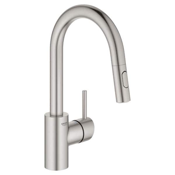 GROHE Concetto Single-Handle Dual Spray Pull-Out Sprayer Kitchen Faucet 1.75 GPM in SuperSteel InfinityFinish