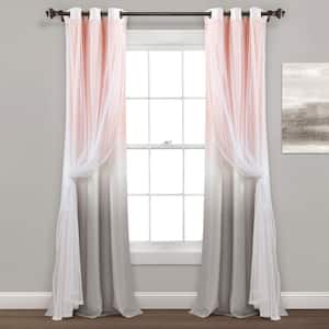 Luxury Vintage 42 in. W x 84 in. L Velvet and Sheer With Border Pompom Trim  Window Curtain Panel in Light Gray Single