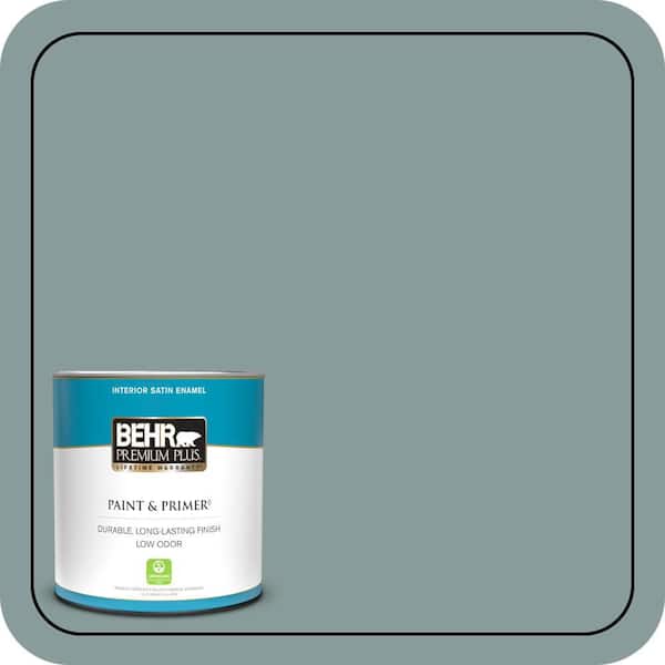 BEHR PREMIUM PLUS 1 qt. #HDC-AC-23 Provence Blue Satin Enamel Low Odor Interior Paint & Primer