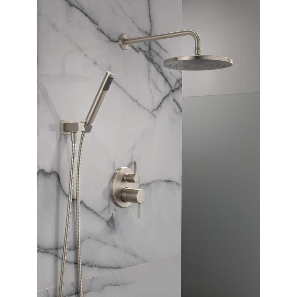 Spotshield Brushed Nickel Rain Shower System with Handheld Spray