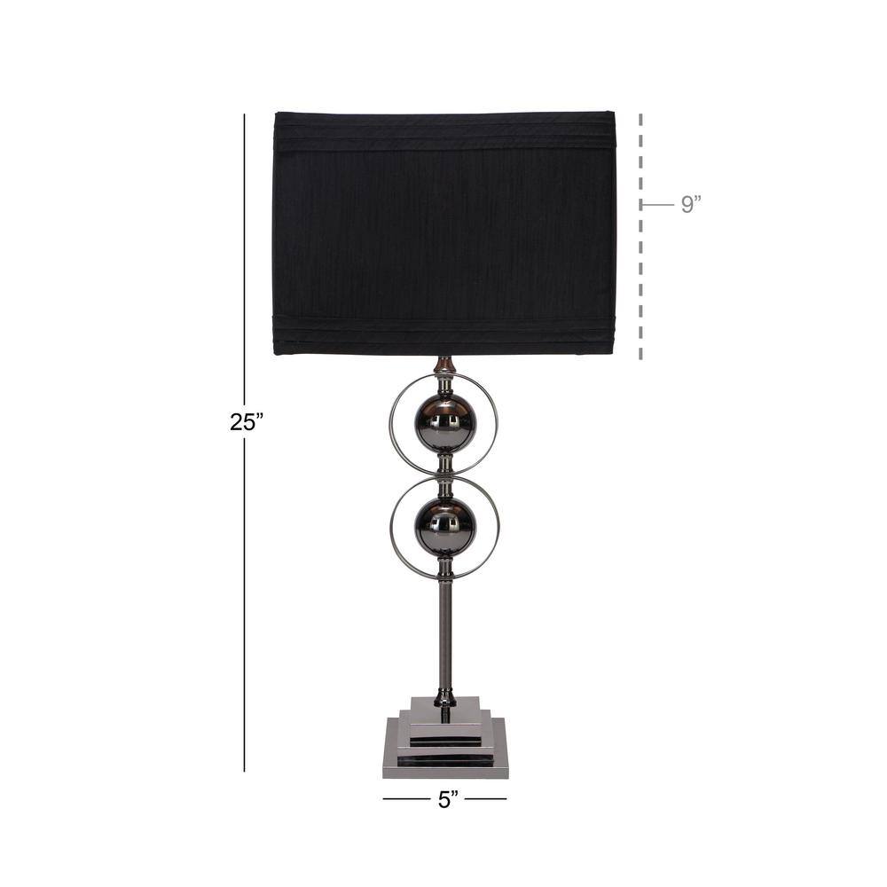 Black Metal Bubble Stem Nightstand Lamp Set with Square Shade