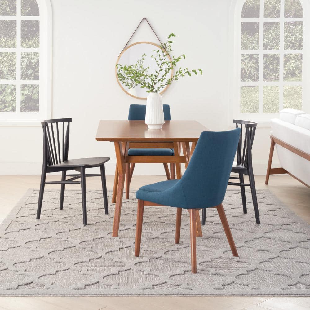 Silver Grey Trellis Flat Woven 8' x 10' Synthetic Rug