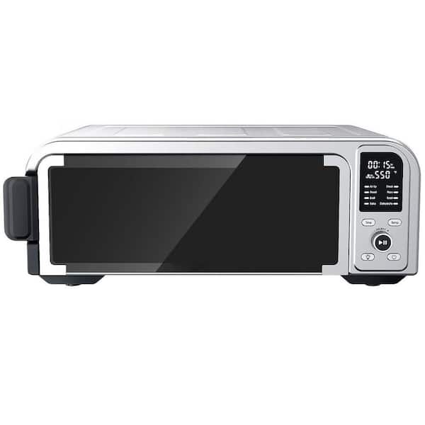 19 Qt. Silver Small Electric Pizza Oven with 8-in-1 Cooking Functions, Digital Control, 550℉ Max Temp &  Air Fryer