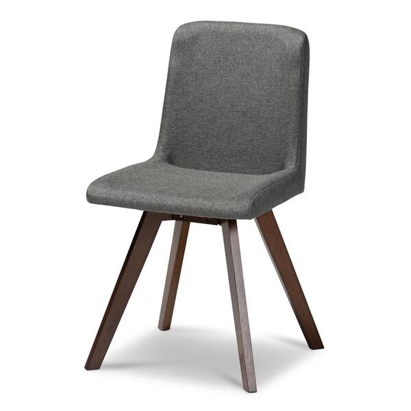 Baxton Studio Pernille Grey and Walnut Fabric Dining Chair Set of