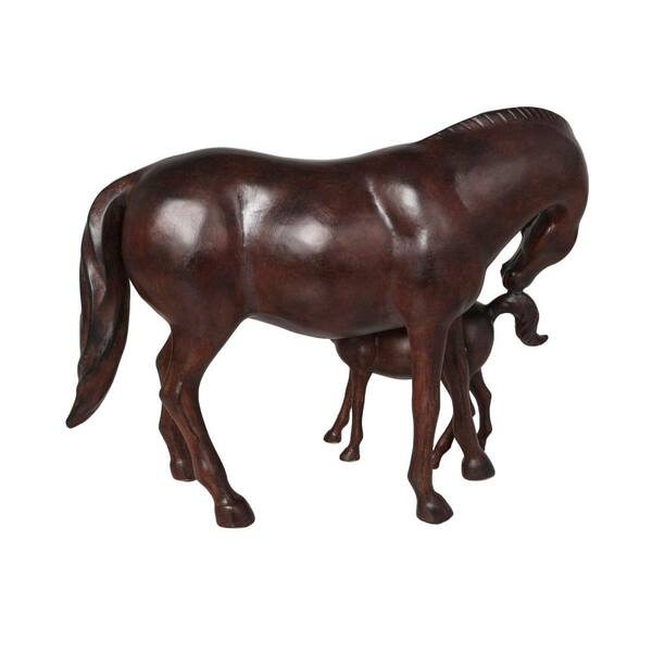 Litton Lane Dark Brown Polystone Horse Sculpture with Mom and Baby