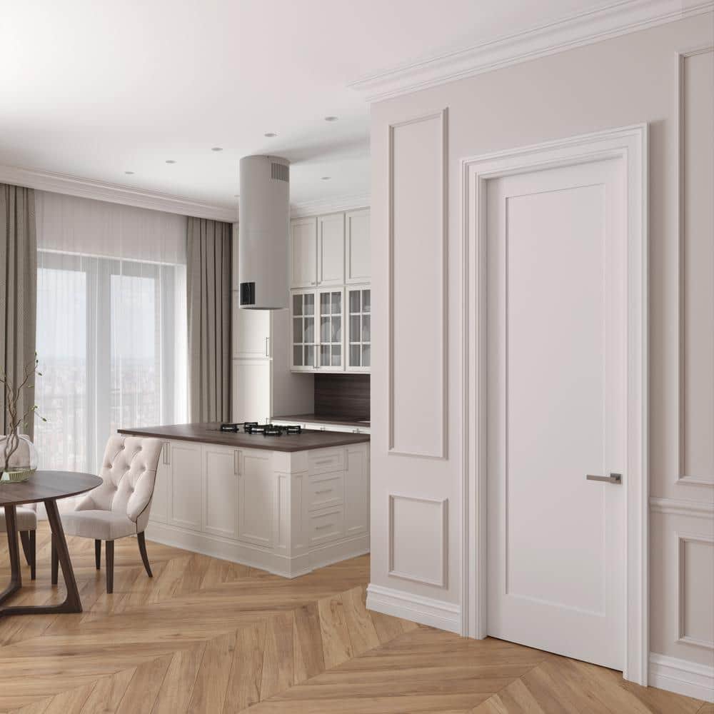 Reso Solid Core Primed Shaker Prehung Interior Door - 32 x 96