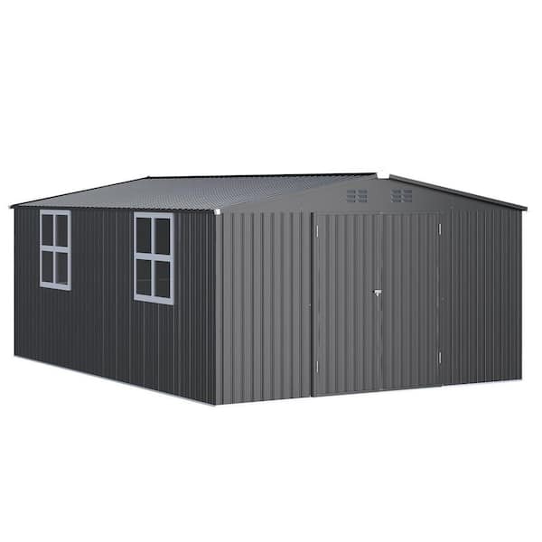AECOJOY 8 ft. W x 10 ft. D Outdoor Metal Lean to Shed Garden