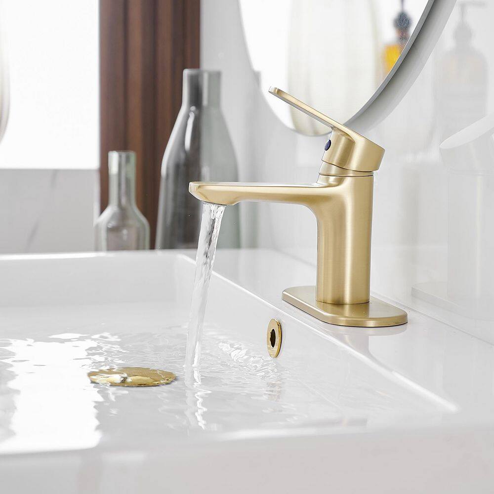 Brushed Gold Stainless Steel Single Handle Bathroom Faucet