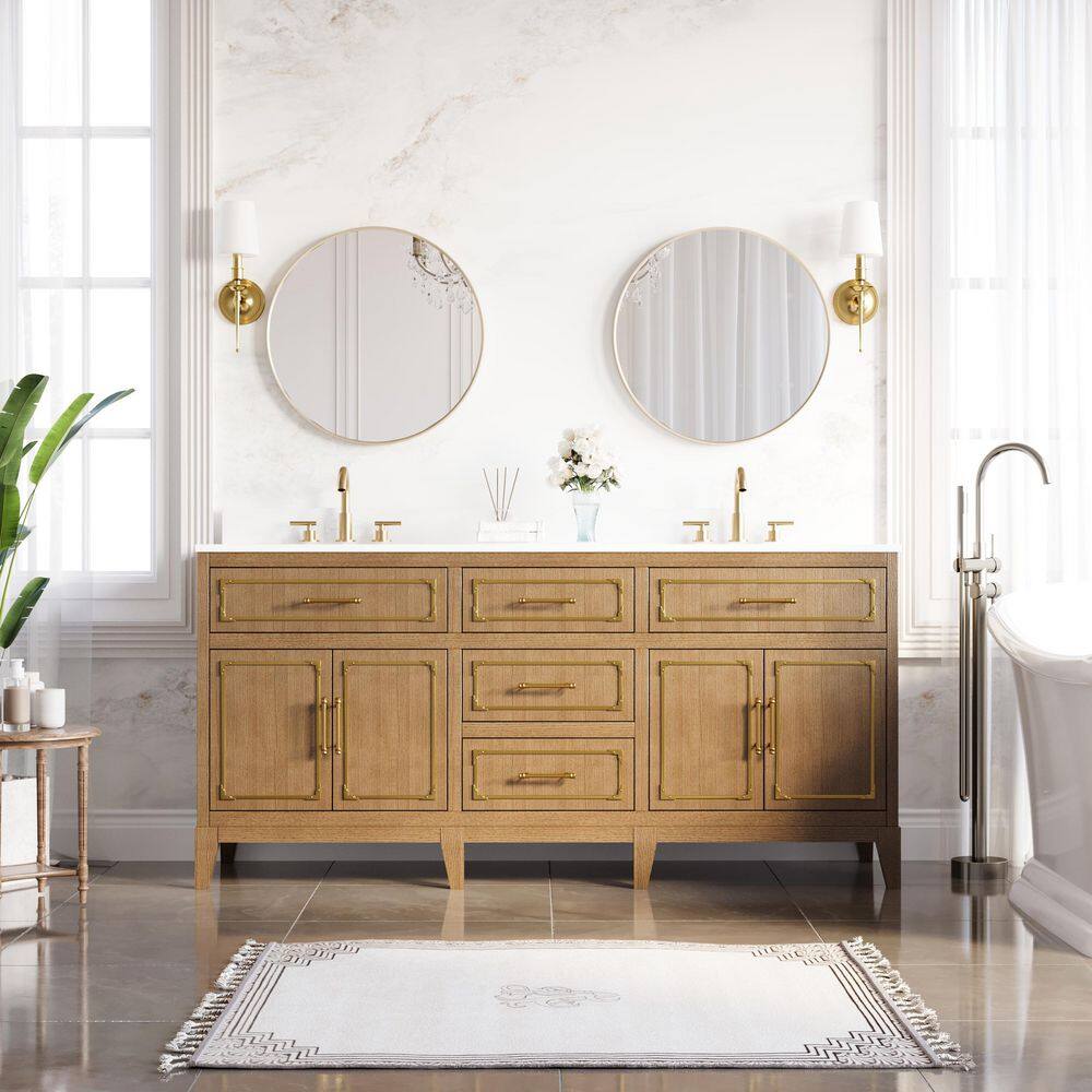 60 in. Freestanding Solid Wood Oak Bath Vanity with Calacatta White Quartz Top, Single Sink, Soft Close, Assembled price history on PriceWatchPro