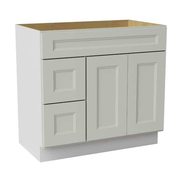 36 in. W x 21 in. D x 34.5 in. H Ready to Assemble Double Shaker Bath Vanity Combo Cabinet in Laguna Grey