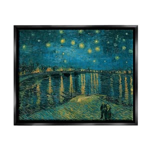 Starry Night Over the Rhone Van Gogh Painting" by Vincent Van Gogh Floater Frame Nature Wall Art Print 25 in. x 31 in.