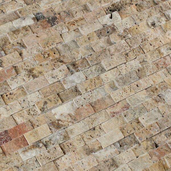 MSI Scabas Split Face 11.4 in. x 10.8 in. x 8 mm Travertine Mesh-Mounted Mosaic Wall Tile (4.3 sq. ft. / case)