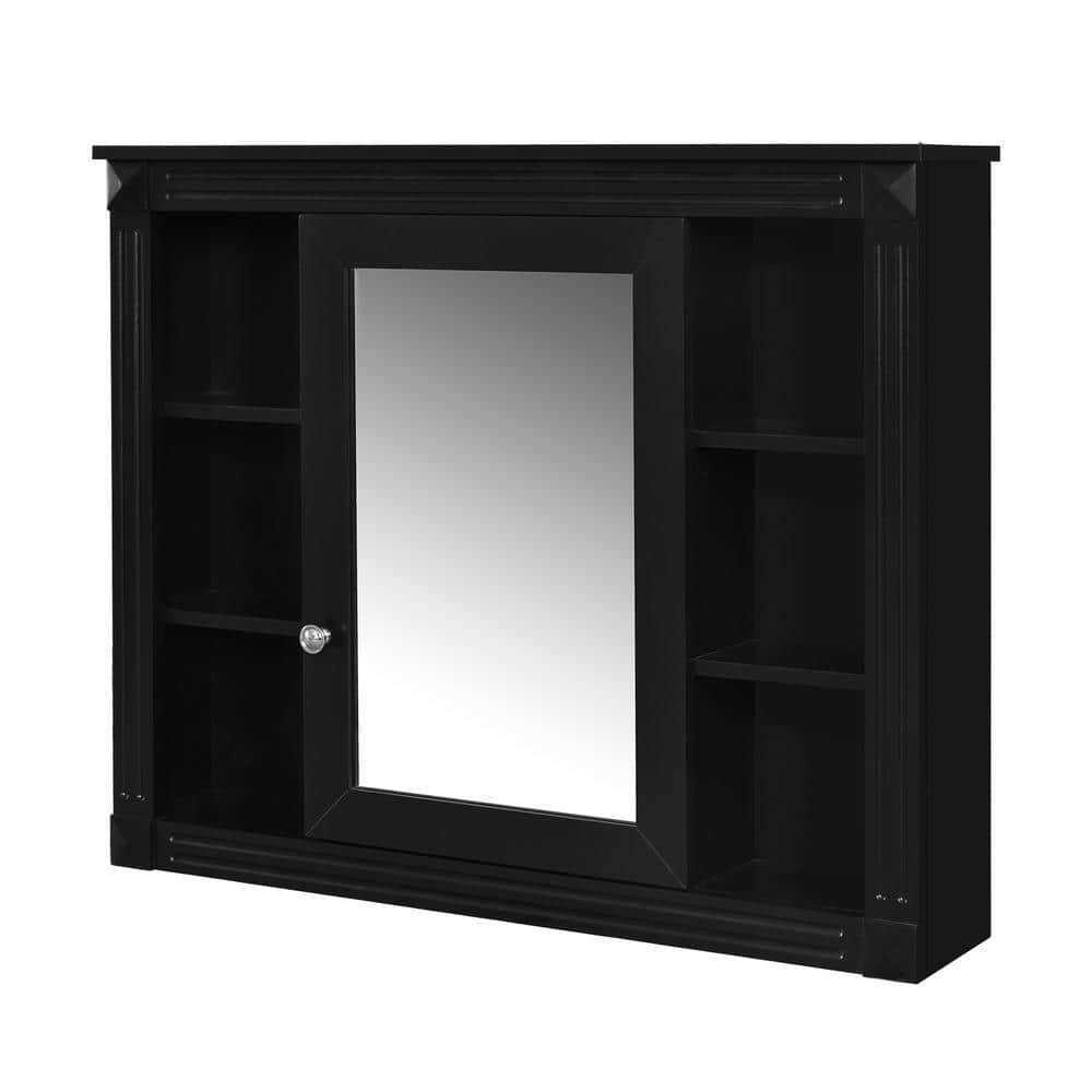 35 in. W x 29 in. H Rectangular MDF Medicine Cabinet with Mirror in Black price history on PriceWatchPro