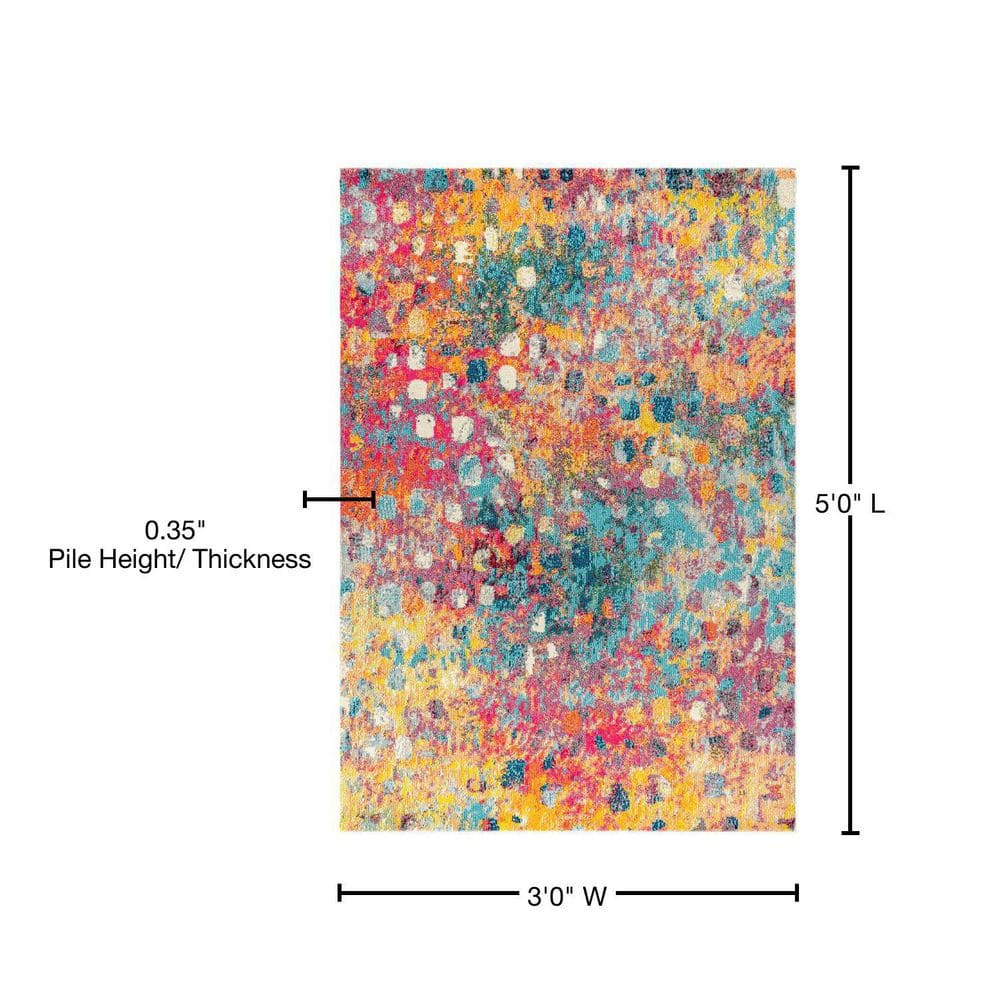 Multi/Yellow Abstract Flat Woven Reversible Area Rug