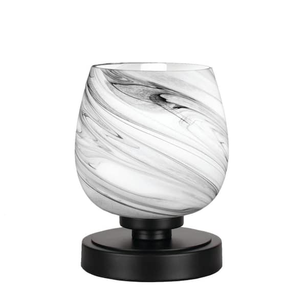 Unbranded Quincy 7.75 in. Matte Black Accent Lamp with Glass Shade