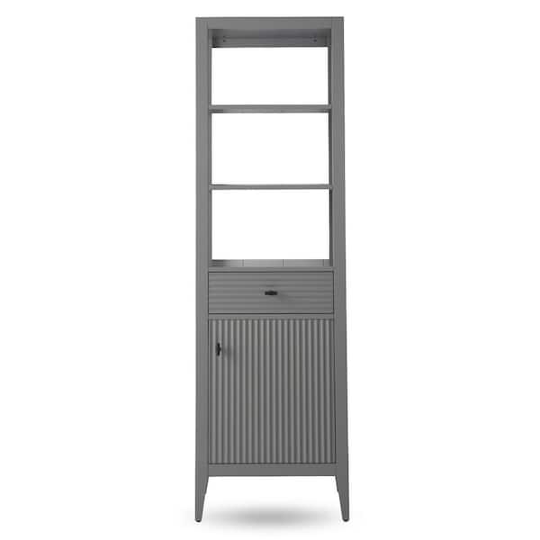 21 in. W x 17 in. D x 72 in. H Linear Gray Freestanding Linen Cabinet for Bathroom and Livingroom