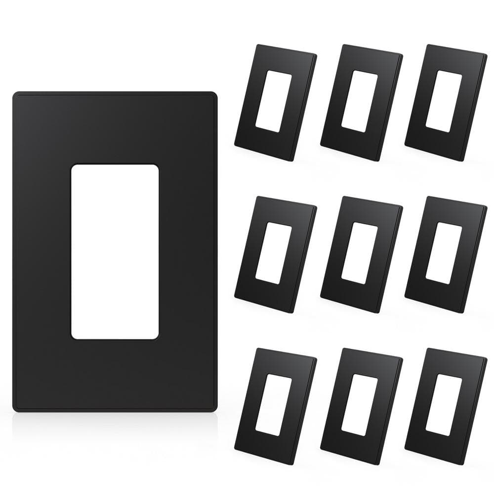 Black 1-Gang Screwless Decorative Wall Plate Set