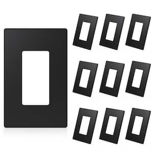 1-Gang Midsize Screwless Decorator/Rocker Wall Plate, Black (10-Pack)