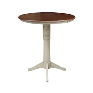 Olivia 36 in. Almond and Espresso Round Bar Table