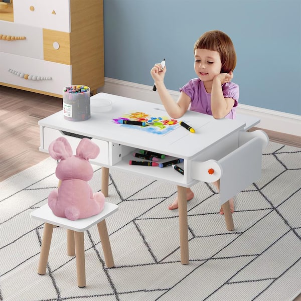 FUFU&GAGA Kids Art Table and Chair Set, 2-in-1 Multi Activity Table Set Lego  Table w/Detachable Tabletop with Storage AMKF180120-01 - The Home Depot
