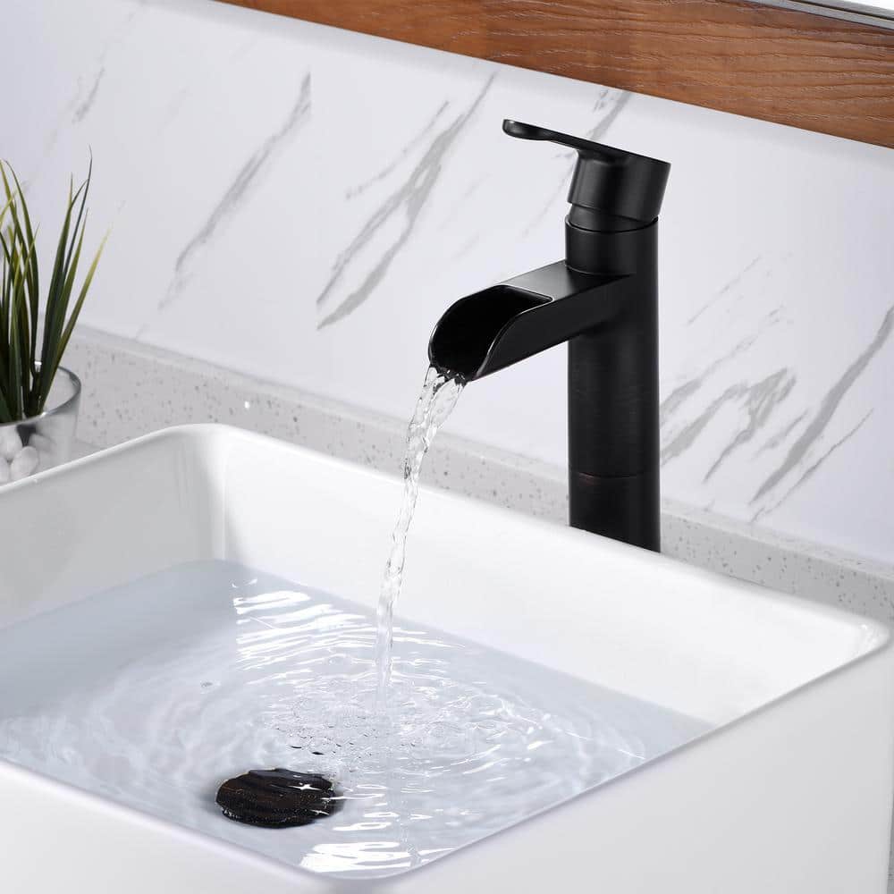 Oil Rubbed Bronze Single Handle Vessel Sink Faucet with Drain Assembly