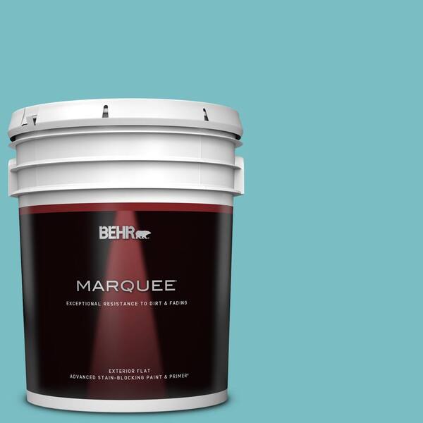 BEHR MARQUEE 5 gal. #M460-4 Pure Turquoise Flat Exterior Paint & Primer