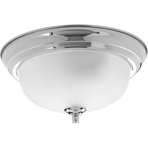 Progress Lighting Dome Glass Collection 1-Light Polished Chrome Flush Mount with Etched Glass