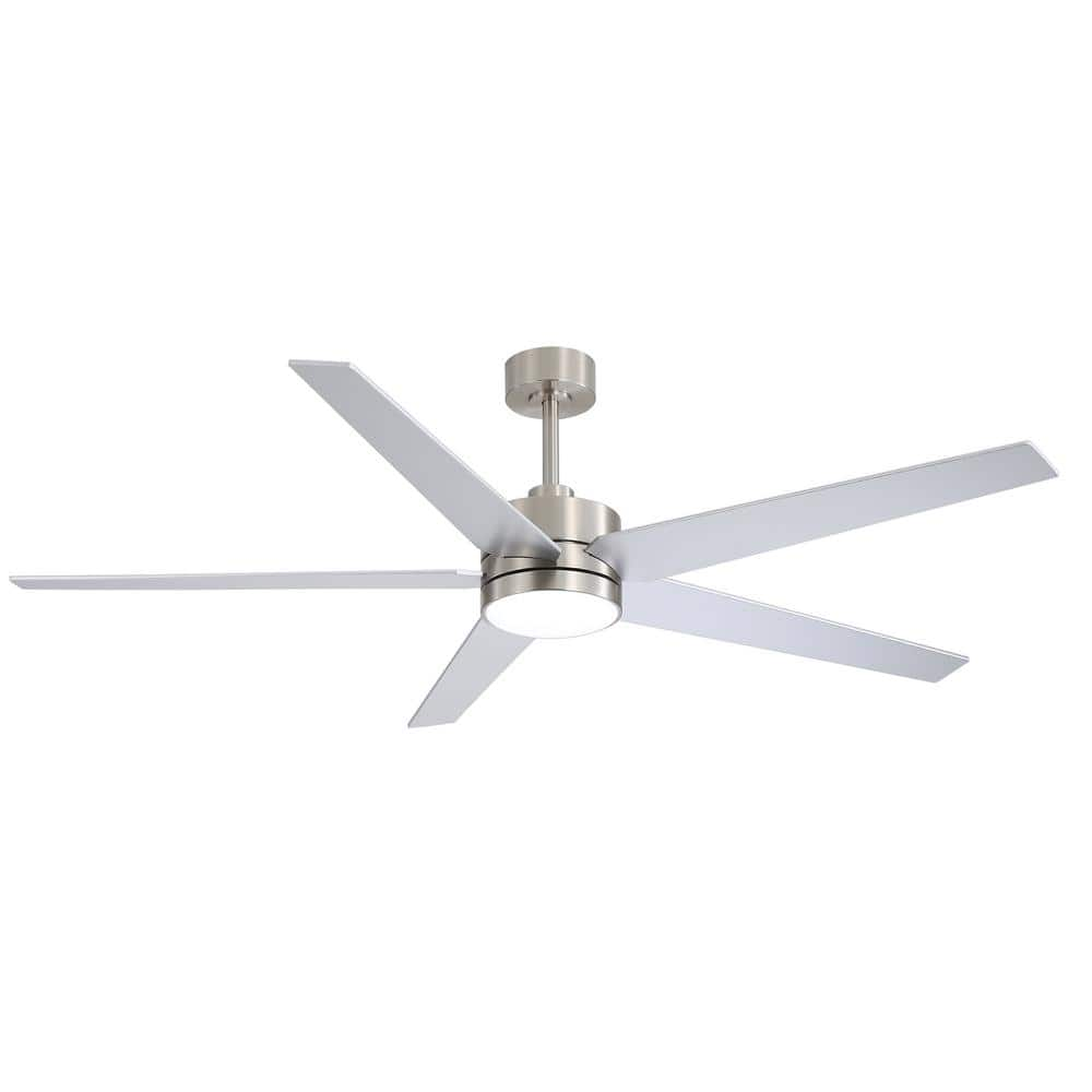 Rudolph 65 in. Integrated LED Indoor Satin Nickel Ceiling Fans with Light and Remote Control Included -  Breezary, 32005-SN