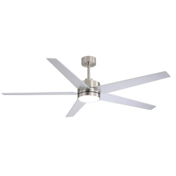 Breezary Rudolph 65 in. Integrated LED Indoor Satin Nickel Ceiling Fans ...