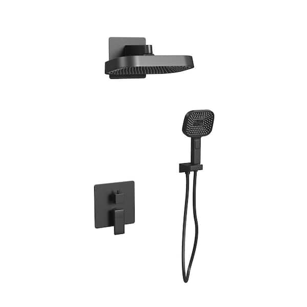 PULSE Showerspas Milan 3-Spray 2.5 GPM Wall Mounted Dual Shower and Hand Shower Combo with Pressure Balance Valve in Matte Black