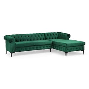 Burland 2-Piece Emerald Velvet 3-Seat L Shaped Right Facing Sectionals with Chaise