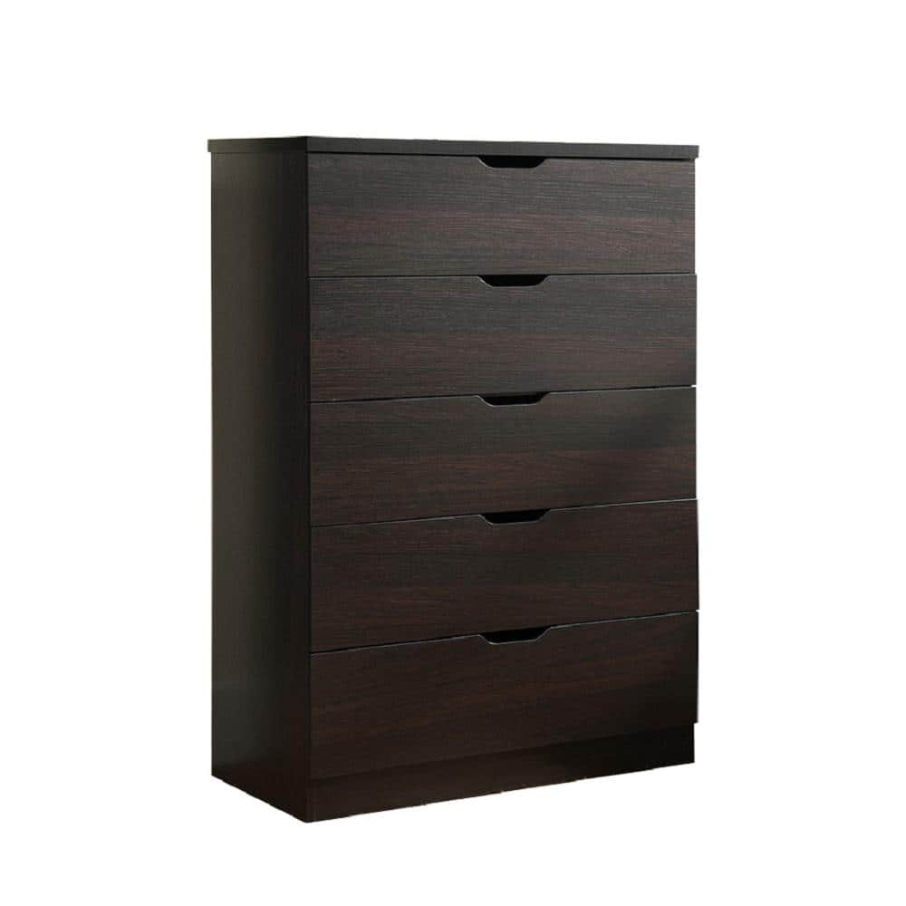 15.50 in. x 30.75 in. x 44.00 in. Five Drawer Clothes in Red Cocoa Chocolat
