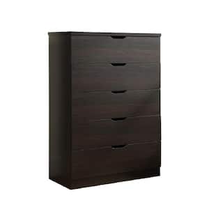 15.50 in. x 30.75 in. x 44.00 in. Five Drawer Clothes in Red Cocoa Chocolate, Chest Outdoor Storage Cabinet
