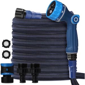 5/8 in. Dia. x 100 ft. Expandable Garden Hose Up to 100 ft. with 8 Spray Patterns Nozzle, Patented Cyclone Mode, Blue