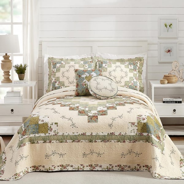 MODERN HEIRLOOM Olivia Green King Cotton Bedspread