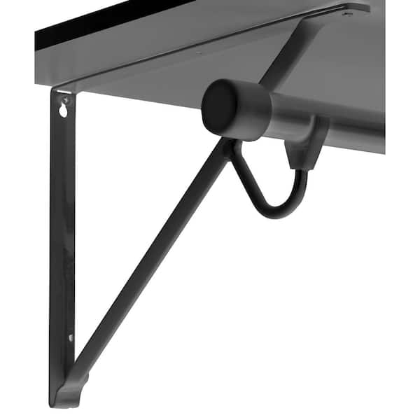 14 in. L Matte Black Steel Shelf and Rod Bracket