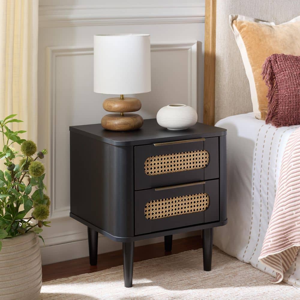 SAFAVIEH Brey Black/Brass 2-Drawer Nightstand NST3107B - The Home