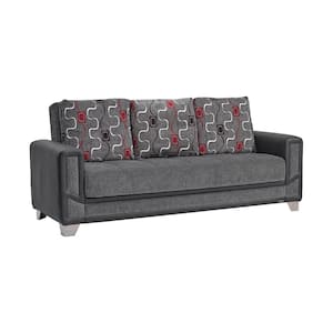 Spectacular Collection Convertible 90 in. Grey Chenille 3-Seater Twin Sleeper Sofa Bed with Storage