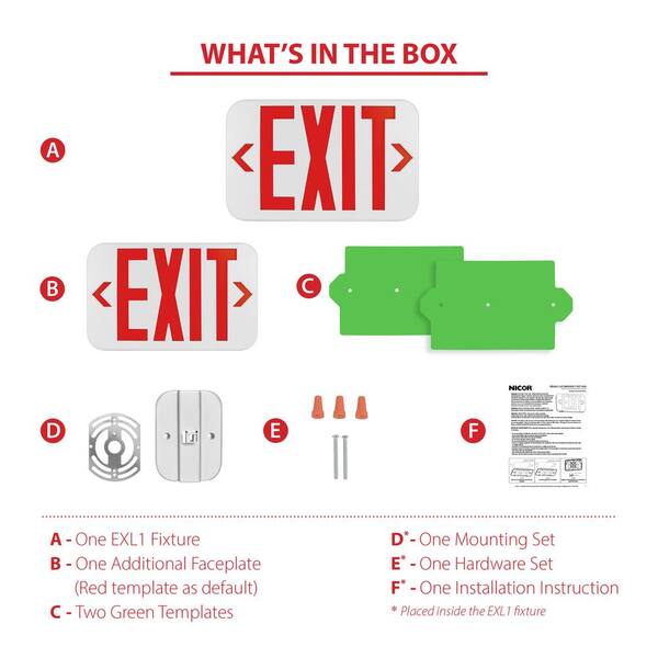 NICOR EXL1v2 Select 120-Volt to 277-Volt Integrated LED White Exit