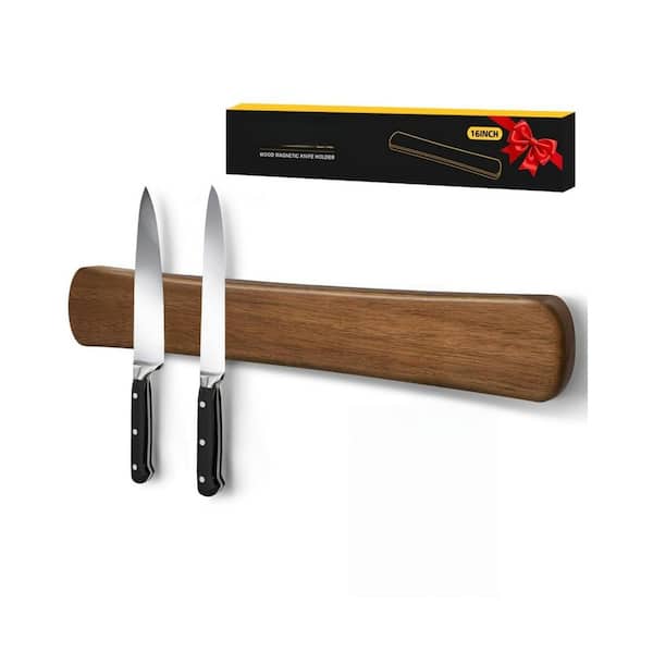 6-Knife 16 in. Wood Magnetic Knife Strip Magnetic Knife Bar for Kitchen Wall and Farmhouse Utensil Storage