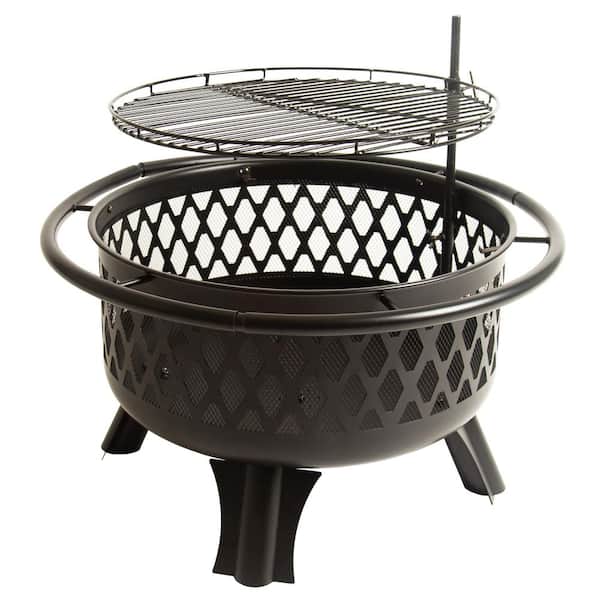 Steel Fire Pit In Black With, Fire Pit Replacement Bowl Home Depot