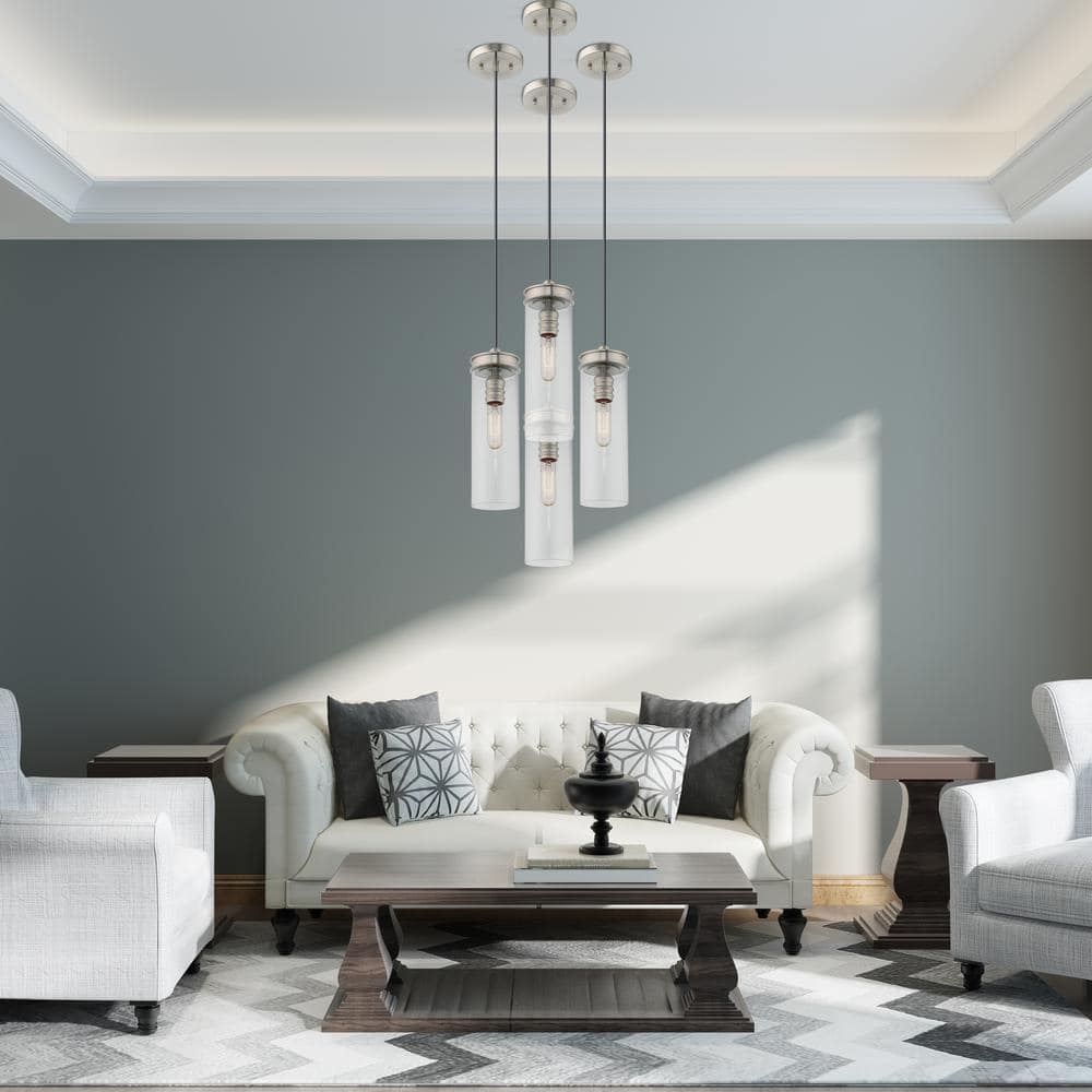 Modern Mini LED Pendant in Brushed Nickel with Clear Glass