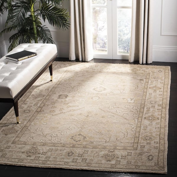 Izmir Gold/Ivory 6 ft. x 9 ft. Border Floral Oriental Area Rug