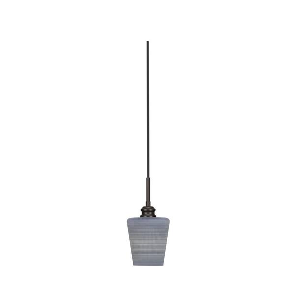 Unbranded Albany 60-Watt 1-Light Espresso Pendant Mini Pendant Light Gray Matrix Glass and Light Bulb Not Included