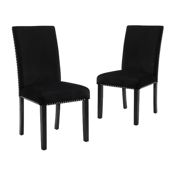 NEW CLASSIC HOME FURNISHINGS New Classic Furniture Celeste Black Polyester Velvet Upholstered Dining Chair (Set of 2)