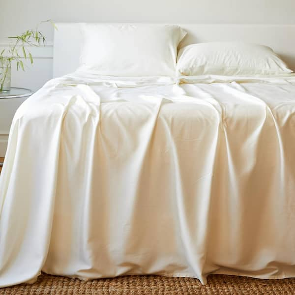 Ivory 1200-Thread Count Deep Pocket Solid Cotton Twin Sheet Set 1200-SOLID- Twin-Ivory - The Home Depot