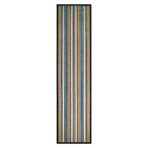 Blithe Colorful Multi-Colored 2 ft. x 8 ft. Striped Polypropylene Indoor/Outdoor Area Rug Runner Rug