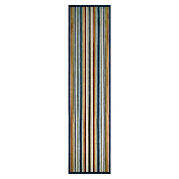 Leick Home Blithe Colorful Multi-Colored 2 ft. x 8 ft. Striped Polypropylene Indoor/Outdoor Area Rug Runner Rug