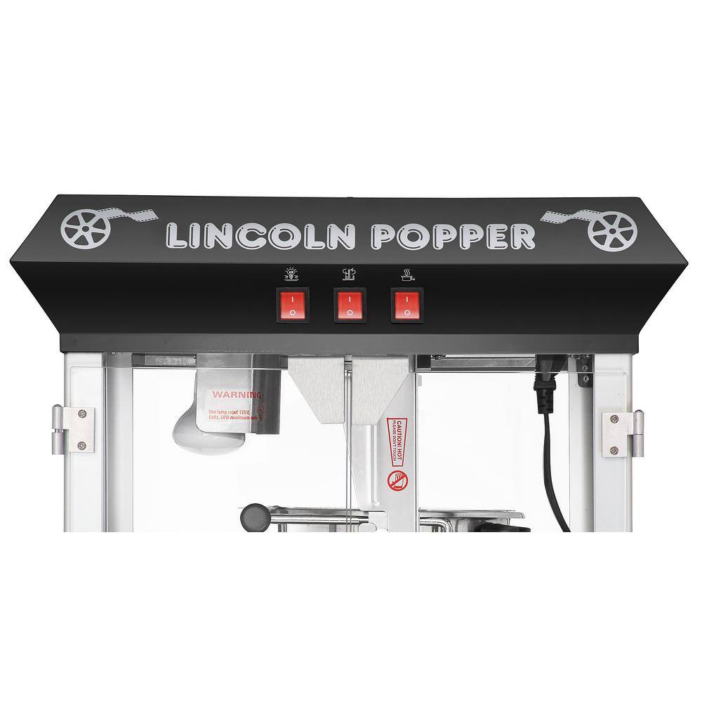 Lincoln 8 oz Black Steel Popcorn Machine with Cart