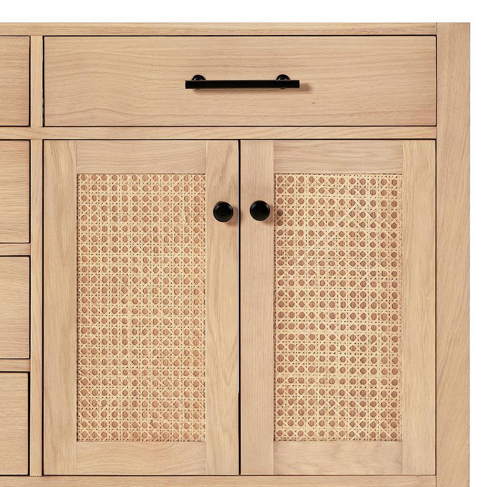 Camila 73" Light Brown Oak Double Sink Vanity with White Quartz Top